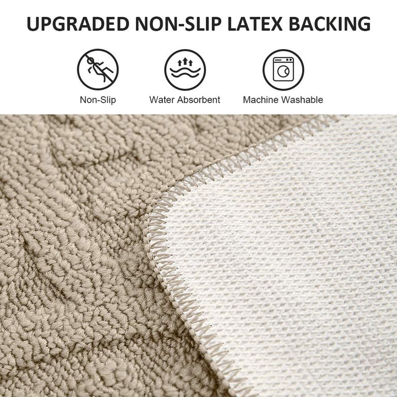 VANZAVANZU Non Slip Kitchen Rugs, 2 Pack 30"x18" Kitchen Mats Half Round Kitchen Carpet Mats, Designed in Latex Backing Absorbent and Machine Washable for Kitchen Doorway Bathroom Floors (Beige) - Image 5